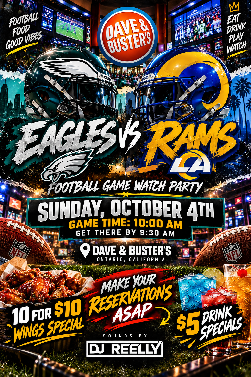 Eagles vs. Rams Watch Party event flyer